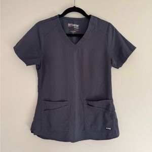 Grey's Anatomy by Barco Charcoal Short Sleeve V-Neck Scrub Top Spandex Stretch